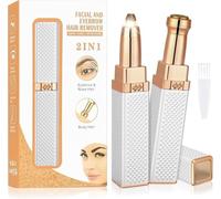 LOPHE Depiladora Facial Mujer, 2 en 1 Afeitadora Eléctrica Femenino, Recortadora de Cejas, Recargable, Dispositivo para Vello de Labios con luz LED, Depilador sin Dolor para Cuerpo (Blanco)
