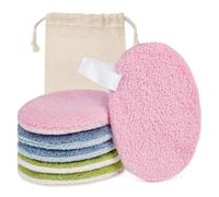 LOPHE Discos Desmaquillantes Reutilizables, 6p Almohadillas Desmaquillantes | 6 Pcs Almohadillas de Limpieza Lavable y 1 Bolsa, Natural Fiber, Doble Cara Suave, Limpieza Facial Para Todo Tipo De Piel