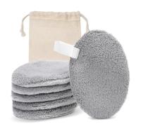 LOPHE Discos Desmaquillantes Reutilizables, 6p Almohadillas Desmaquillantes | 6 Pcs Almohadillas de Limpieza Lavable y 1 Bolsa, Natural Fiber, Doble Cara Suave, Limpieza Facial Para Todo Tipo De Piel