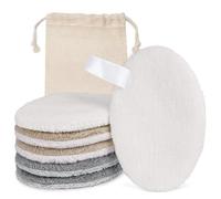 LOPHE Discos Desmaquillantes Reutilizables, 6p Almohadillas Desmaquillantes | 6 Pcs Almohadillas de Limpieza Lavable y 1 Bolsa, Natural Fiber, Doble Cara Suave, Limpieza Facial Para Todo Tipo De Piel