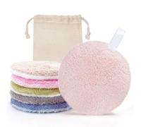 LOPHE Discos Desmaquillantes Reutilizables, 6p Almohadillas Desmaquillantes | 6 Pcs Almohadillas de Limpieza Lavable y 1 Bolsa, Natural Fiber, Doble Cara Suave, Limpieza Facial Para Todo Tipo De Piel
