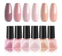 LOPHE Esmalte de Uñas, 6 Colores Kit de Esmalte de Uñas de Secado Rápido, Pintauñas Brillante, Fácil Aplicación, Bajo Olor, Base de Agua Esmalte de Uñas, Esmaltes de Uñas en Color Rosa Nude Tipo B