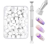 LOPHE Esponja para Uñas, 100 Pcs Esponjas Pincel Uñas, Juego de Herramientas de Sponge con Pinza para Decoración de Uñas, Cabezal de Esponja Reemplazable, Arte de Uñas con Degradado DIY (Blanco)