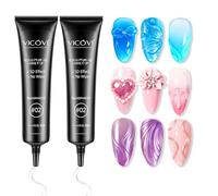LOPHE Gel Para Uñas 3D 15g, Pegamento Para Uñas En Gel Para Modelar, 3D Gel Uñas Multifunzionale, Transparente, Súper Adhesivo, Para Gemas Decorazione Unghie Pintura de DIY Diseñar Manicura (2 Piezas)