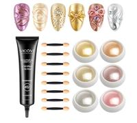 LOPHE Gel Solido 3d Para Uñas 15g, 6 Cajas Polvo Cromado para Uñas, 5d Gel Decorazione Unghie con Polvo Uñas Súper Adhesivo, Para Decoración De Arte Nail DIY Efecto Espejo Uñas (15 en 1)