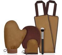 LOPHE Guante Autobronceador, 5 en 1 Manopla Autobronceador, Marrón Aplicadores de Productos Bronceadores, Kit de Aplicador de Bronceado Automático con Aplicador de Espalda y Brocha de Maquillaje