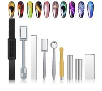 LOPHE Imán de Ojo de Gato, 9 Pcs Kit Juego de Imánes de Ojo de Gato, Multifuncional Imanes para Uñas de Ojo de Gato, Herramientas Magnet Tool para Esmalte de Uñas Ojos de Gato Fáciles de Usar