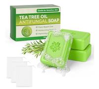LOPHE Jabón Árbol Del Té,Jabón Natural Artesanal con Árbol Té,Verde-En Caja | 3 piezas Jabón de Árbol de Té Hecho a Mano,Jabón Antibacterial con Red de Espuma,Limpieza Suave,para Rostro,Cuerpo(3*115g)