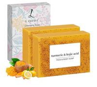 LOPHE Jabón Cúrcuma Facial, 2*100g Jabón de Cúrcuma para la Cara, Aroma Agradable, Soap con Gránulos de Turmeric Natural, Pastillas de Soap para Acne Espalda, Fácil de Limpiar y Duradero(1 caja-2pc)