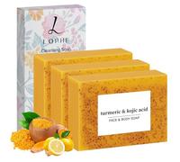 LOPHE Jabón Cúrcuma Facial, 3*100g Jabón de Cúrcuma para la Cara, Aroma Agradable, Soap con Gránulos de Turmeric Natural, Pastillas de Soap para Acne Espalda, Fácil de Limpiar y Duradero(1 caja-3pc)