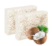 LOPHE Jabón Exfoliante de Coco, 100g*2 Jabón de Coco Natural, Jabon Facial y Corporal Limpiador, Pastilla de Jabon, Exfoliación Suave, Ilumina el Tono de la Piel, Nutre e Hidrata (2 Barras)