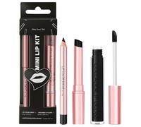 LOPHE Kit de Brillo de Labios, 3 en 1 Set de Pintalabios (#5 Negro) | Set de Brillo Labial de 3 Pcs,Labiales Líquidos y Delineadores de Labios,Todo en uno,Larga Duración,Maquillaje de Halloween