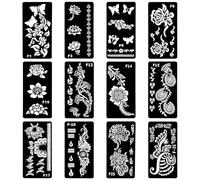 LOPHE Kit Plantillas para Tatuaje Temporal Adulto, 18,5 x 9,5 cm Plantillas de Tatuaje, Tattoo Temporal, No Tóxico, Tatuajes Personalizados Hechos en Casa para Fiestas, Carnaval, Pascua, 12 Hojas