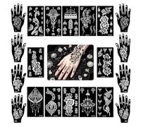 LOPHE Kit Plantillas para Tatuaje Temporal Adulto, 20 Hojas Plantillas de Tatuaje Tattoo, 12 Grandes + 4 pares Manos, No Tóxico, Tatuajes Personalizados Hechos en Casa para Fiestas, Carnaval, Pascua