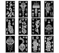 LOPHE Kit Plantillas para Tatuaje Temporal Adulto, 21 x 11,5 cm Plantillas de Tatuaje, Tattoo Temporal, No Tóxico, Tatuajes Personalizados Hechos en Casa para Fiestas, Carnaval, Pascua, 12 Hojas