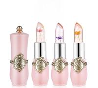 LOPHE Labial Flor, 3pcs Lapiz Labial Cambio de Color, Transparente Pintalabios Que Cambia de Color Acabado Brillante Larga Duracion Hidratante para Cumpleaños Navidad Regalo de San Valentín
