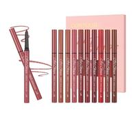 LOPHE Perfilador Labios Permanente, 12 Colores Juego de Delineadores de Labios Mate, Plumping Lip Liner, Fácil de Usar, Lápiz Durable y Resistente al Agua, Define la Forma y Volumen a Los Labios