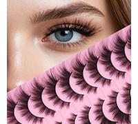 LOPHE Pestañas Postizas, 10 Pares 3D Cat Eye Lashes, Pestañas Postizas Naturales, Winged False Eyelashes, Agranda Tus Ojos, Lashes de Ojo de Gato, Efecto Natural y Realista (W0806-F)