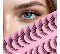LOPHE Pestañas Postizas, 10 Pares Cat Eye Lashes, Pestañas Postizas Naturales, Winged False Eyelashes, Agranda Tus Ojos, 3D Lashes de Ojo de Gato, Efecto Realista (Negro-XX5)