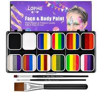 LOPHE Pintacaras Infantil, 12pcs Pintura Cara Niños Hipoalergenica con 3 Pinceles, Seguridad Pintura Facial y Corporal para Maquillaje Infantil, Pinturas Niños Halloween Festival Carnaval