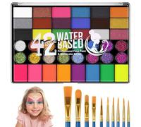 LOPHE Pintura Cara Niños, 42 Colores Kit de Pintura Facial y Corporales Profesional, Pintacaras Infantil Hipoalergénico con 10 Pinceles, Pinturas Cara Lavable para Halloween,Carnaval Fiestas