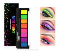 LOPHE Pintura Facial y Corporal, 8 Colores Pintacaras Fluorescente Infantil, Pintura Cara para Niños con 2 Pinceles, Hipoalergenica Fluorescent Painting para Halloween, Carnaval y Cosplay (1 Caja)
