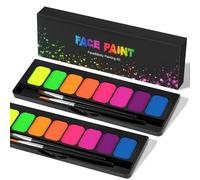 LOPHE Pintura Facial y Corporal, 8 Colores Pintacaras Fluorescente Infantil, Pintura Cara para Niños con 2 Pinceles, Hipoalergenica Fluorescent Painting para Halloween, Carnaval y Cosplay (2 Caja)