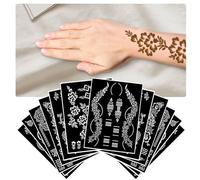 LOPHE Plantillas para Tatuajes Temporales, 12 Porciones Plantillas Pintacaras y Cuerpo Flash, Modelo de Tatuajes Falsos Reutilizables, Varios Estilos y Cantidad Suficiente, Apto para Adultos(Grandes)