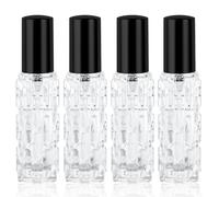 LOPHE Pulverizador Colonia Recargable, 10ML Botella Atomizadora Perfume Recargables, Botella de Spray para Viaje Frasco Decants Perfumes, Mini Perfumador Cristal, Glass Spray Bottles (Negro 4 Piezas)