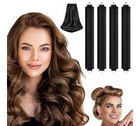 LOPHE Rizador de Pelo Sin Calor, 4Pcs Rizador Pelo Sin Calor de goma, Rizos Sin Calor, Rizador Pelo Ondas con Gancho, Persona Perezosa Rizador de Pelo para Cabello Largo Medio Corto
