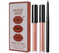 LOPHE Rojo Líquido Pintalabios, 3 en 1 Juego de Lápiz Labial Líquido, Delineador de Labios + Labial Líquida + Lip Oil, Maquillaje de Labios con Acabado Mate y Brillo para Fiestas, Máscaras, Halloween