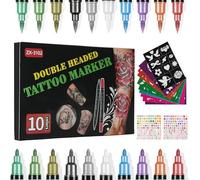 LOPHE Rotuladores Tatuajes Niños, Kit Tatuajes Temporales Niña Niño, 10 Colores Rotuladores Purpurina Tatuaje con Plantillas y Pegatinas Diamantes, Marcadores de Doble Punta para Pintar Corporales
