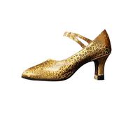 LOPILY Almohadilla Zapatos Grandes Heel Square Dance Shoes Soft Modern Low Heeled Ballroom Dance Shoes (Gold, 36)