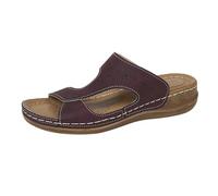LOPILY Animales De Invierno para mujer, estilo retro, con cabeza redonda, huecas, sencillas, de una palabra, con punta abierta, tacón de cuña, ortopédicas, ligeras, gruesa, para playa, (Purple, 42)