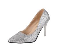 LOPILY Bailarina Negra Large Shoes Size Elegant Casual Summer Toe Pointed Sandals Women's Heels Fashion Women's Sandals (Silver, 39)