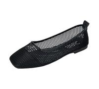 LOPILY Bailarinas Plegables Boda Mujer, Color Negro Liso, Punta Cuadrada, calados, cómodos, Transpirables, Informales, para Uso Diario. (Black, 36)