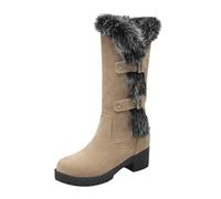 LOPILY Bota Mujer Invierno Outdoor Ski Boots Thickening (Beige, 36)