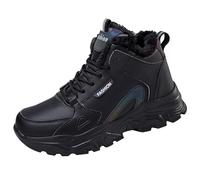 LOPILY Bota Negra Mujer Warm Plush Deer Prints Flat Round Toe Lazy Suede Shoes Boots (Black, 35)