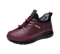 LOPILY Botas Calentitas Autumn Winter Plus Velvet Boots Non Slip Soft Sole Warm Cotton Shoes Women's Comfortable Thickened Versatile Middle And Elderly Mother Shoes Boots (Red, 39)