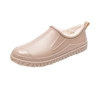 LOPILY Botas Camperas Hombre Baratas Top Plus Velvet Fixed Velvet Outdoor Fashion Work Fishing Kitchen Non Slip Warm Rubber Shoes Rain Boots (Khaki, 41)