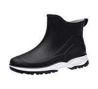 LOPILY Botas Cordones Water Shoes Top Rubber Shoes Casual Fashion Outdoor Work Fishing Car Wash Kitchen Non Slip Overshoes Rain Boots (Black, 36)