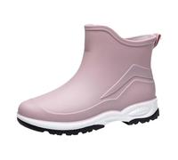 LOPILY Botas Cordones Water Shoes Top Rubber Shoes Casual Fashion Outdoor Work Fishing Car Wash Kitchen Non Slip Overshoes Rain Boots (Pink, 36)
