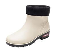 LOPILY Botas Cowboy Summer Autumn And Winter Short Sleeved Cotton Removable And Washable Outdoor Fashion Work Fishing Car Wash Kitchen Non Slip Warm Rain Boots (Beige, 38)