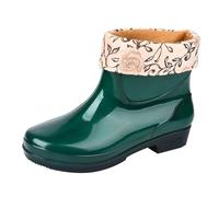 LOPILY Botas De Invierno Altas Blancas Winter Short Sleeved Cotton Removable And Washable Outdoor Fashion Work Fishing Kitchen Non Slip Warm Rubber Shoes Rain Boots (Green, 41)