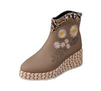 LOPILY Botas De Lluvia Mujer grueso y parte inferior gruesa a la color, zapatos de mujer con tacón grueso y cabeza redonda transpirables a la (Khaki, 36)