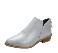 LOPILY Botas De Mujer con cordones para mujer Botas de tacón para mujer (Silver, 41)