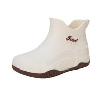 LOPILY Botas De Nieve Mujer Impermeable Rubber Shoes Casual And Fashionable All Outdoor Work Fishing Car Washing Kitchen Non Slip Overshoes Rain Boots (White, 38)