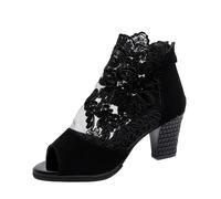 LOPILY Botas Hielo con cremallera lateral para mujer, botines, botas, zapatos individuales para mujer, zapatos informales (Black, 41)