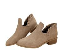 LOPILY Botas Impermeables Mujer Nieve lateral para mujer, botines, botas, zapatos individuales para mujer, zapatos informales (Khaki, 43)