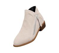 LOPILY Botas Mujer Coronel mujer Botas de tacón para mujer Botas finas de tacón grueso (White, 41)